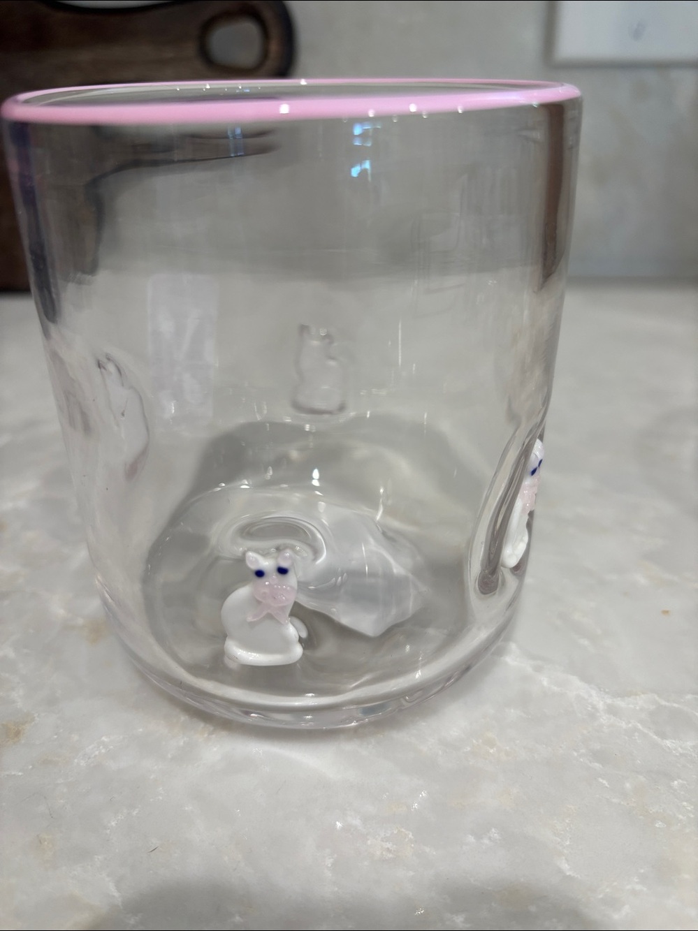 New viral Clear Glass Tumbler with white rim and Cat Accents